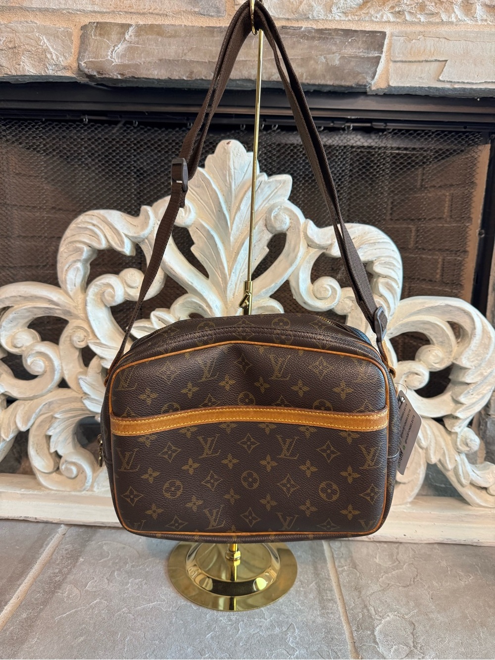 Louis Vuitton Reporter Monogram Canvas Crossbody Bag in Brown and Tan with COA